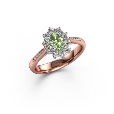 Engagement ring Leesa 2 585 rose gold green lab grown diamond 6x4 mm