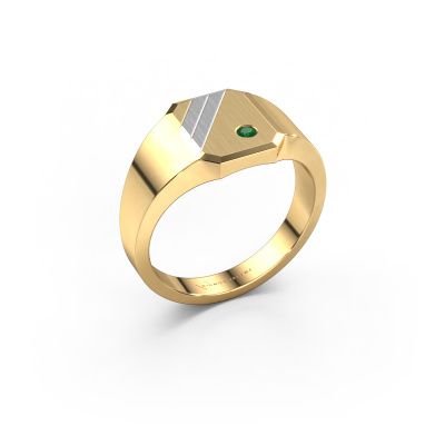 Zegelring Patrick 1 585 goud smaragd 2 mm