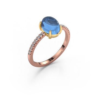 Ring Becky 585 rose gold blue topaz 7x5 mm