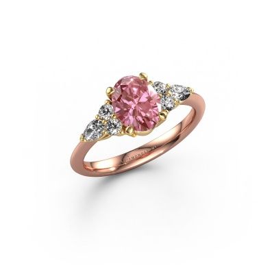 Bague de fiançailles Melani OVL 585 or rose diamant synthétique roze 8x6 mm