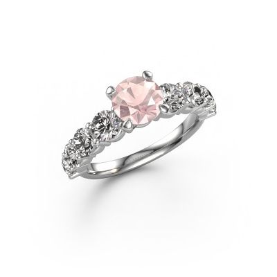 Engagement ring Deja 950 platinum morganite champagne 6.5 mm