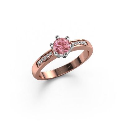 Engagement ring Luna 2 585 rose gold pink lab grown diamond 5 mm