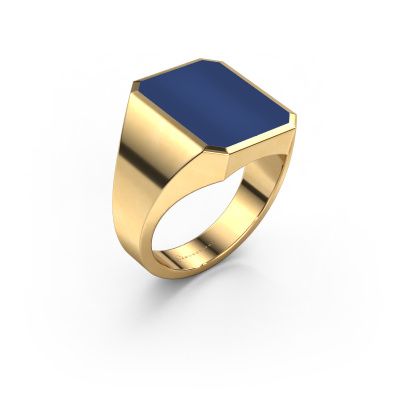 Chevalière Lars 4 585 or jaune lapis lazuli 15x12 mm