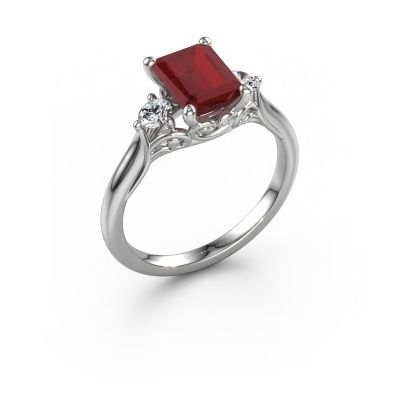 Engagement ring Laurian EME 950 platinum ruby 8x6 mm