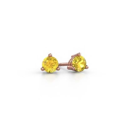 Clous d'oreilles Somer 585 or rose saphir jaune 4.7 mm