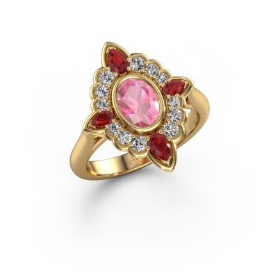 Verlobungsring Door 585 Gold Pink Saphir 7x5 mm