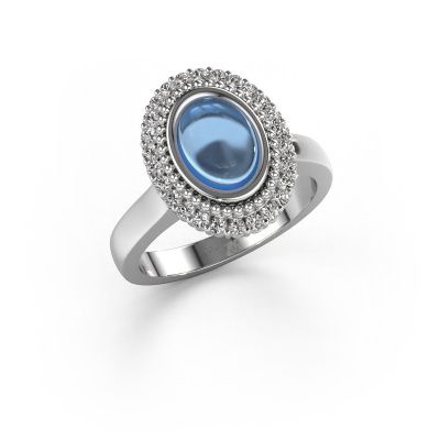 Ring Maartje 585 white gold blue topaz 8x6 mm