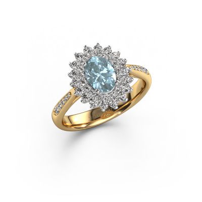 Engagement ring Alina 2 585 gold blue lab grown diamond 7x5 mm