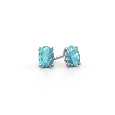 Stud earrings Sam OVL 950 platinum blue topaz 7x5 mm