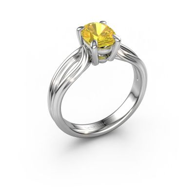 Engagement ring Antonia ovl 1 950 platinum yellow sapphire 8x6 mm