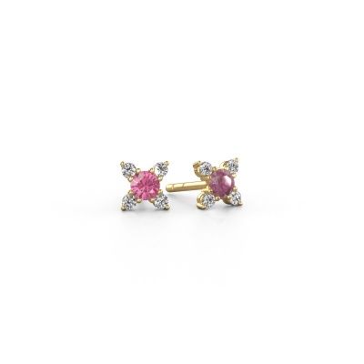Boucles d'oreilles Nina 585 or jaune saphir rose 3 mm