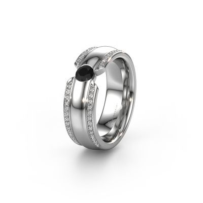 Wedding ring WHR0575L 950 platinum black diamond ±0.28x0.08 in