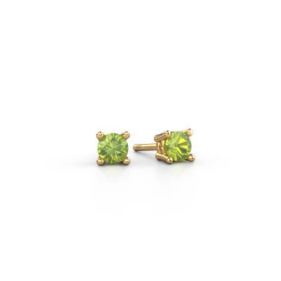 Clous d'oreilles Jannette 585 or jaune péridot 4 mm