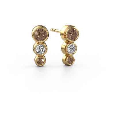 Stud earrings Linda 585 gold brown diamond 0.85 crt
