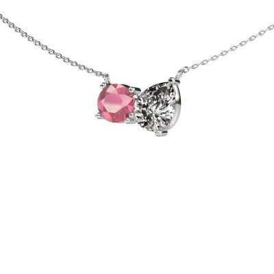 Pendant Toi et Moi RND PER 585 white gold tourmaline pink 6.5 mm
