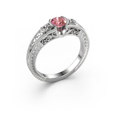 Promise ring Tasia 585 white gold pink lab grown diamond 5 mm