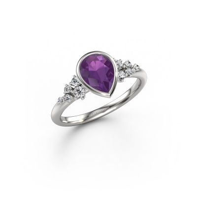 Engagement ring Aliyah PER 585 white gold amethyst 8x6 mm