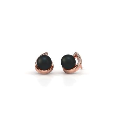 Boucles d'oreilles Kaira 585 or rose perle noire 7 mm