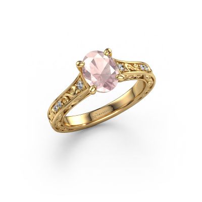 Engagement ring Mallory OVL 585 gold morganite champagne 8x6 mm