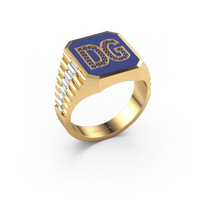 Signet ring Stephan 2 585 gold sapphire 0.9 mm