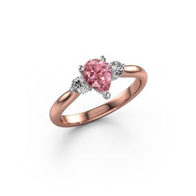 Engagement ring Lieselot PER 585 rose gold pink lab grown diamond 7x5 mm