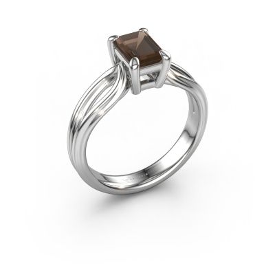 Engagement ring Antonia eme 1 585 white gold smokey quartz 7x5 mm