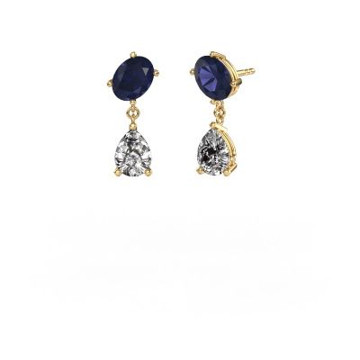Earrings Toi et Moi OVL-PER 585 gold sapphire 8x6 mm