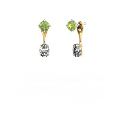 Drop earrings Kate RND-OVL 585 white gold peridot 5 mm