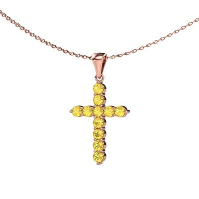 Anhänger Cross 585 Roségold Gelb Saphir 2.5 mm