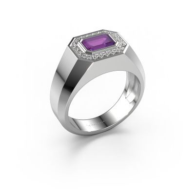 Herrenring Dylan 2 585 Weißgold Amethyst 7x5 mm
