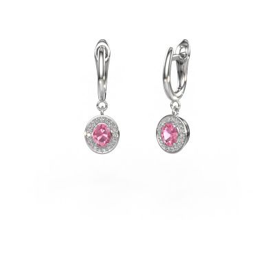 Drop earrings Nakita 585 white gold pink sapphire 5x4 mm