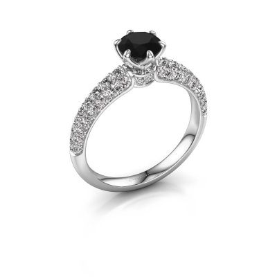 Verlovingsring Meryl 585 witgoud zwarte diamant 0.84 crt
