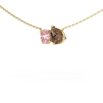Pendant Toi et Moi PER OVL 585 gold brown diamond 1.00 crt