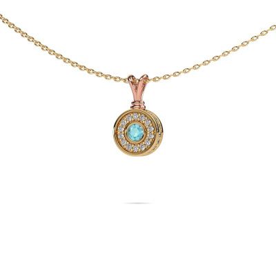 Pendant Roos 585 rose gold blue topaz 3 mm