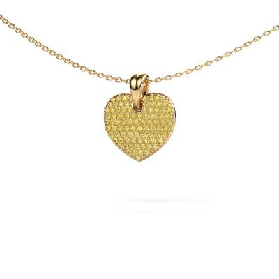 Halskette Heart 5 585 Gold Gelb Saphir 0.8 mm