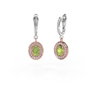 Drop earrings Layne 2 585 rose gold peridot 7x5 mm