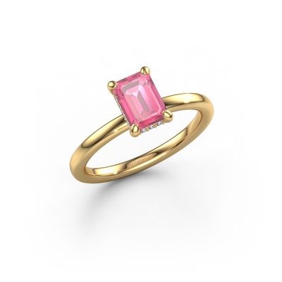 Bague de fiançailles Simone EME 2 585 or jaune saphir rose 7x5 mm