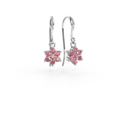 Drop earrings Dahlia 2 585 white gold tourmaline pink 2.2 mm
