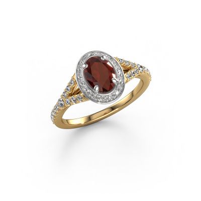Engagement ring Pamela OVL 585 gold garnet 7x5 mm