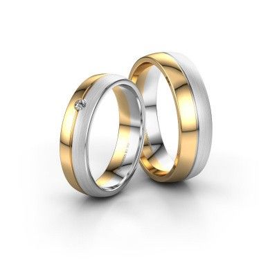 Wedding rings set WH0201LM25APM ±5x1.7 mm 14 Carat gold sapphire 2.5 mm