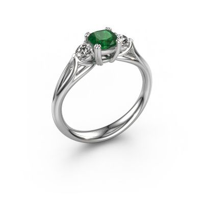 Engagement ring Amie cus 950 platinum emerald 5 mm