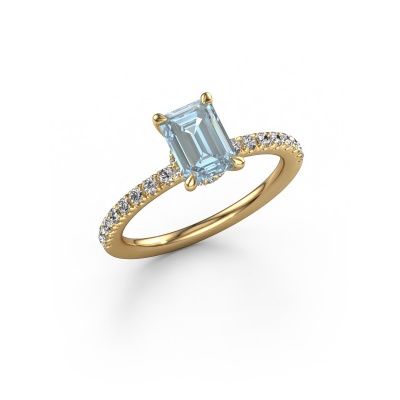 Engagement ring Crystal EME 4 585 gold blue lab grown diamond 7x5 mm