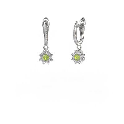 Drop earrings Camille 2 585 white gold peridot 3 mm