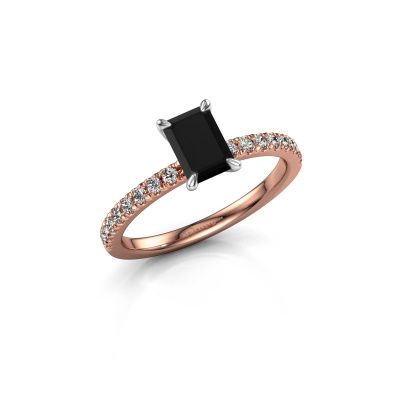 Verlovingsring Crystal EME 2 585 rosé goud zwarte diamant 1.08 crt