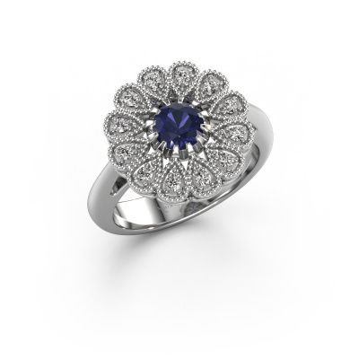 Engagement ring Kaat 585 white gold sapphire 5 mm
