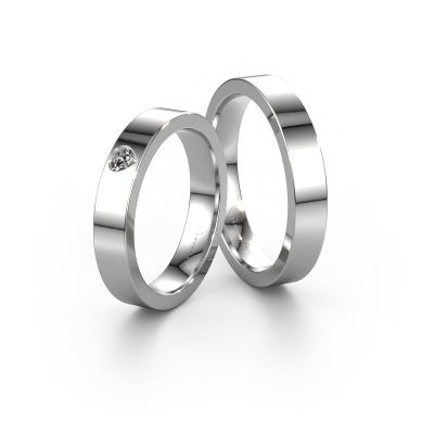 Wedding rings set WH0101LM14BPHRT ±0.16x0.08 in 14 Carat white gold diamond 0.12 crt