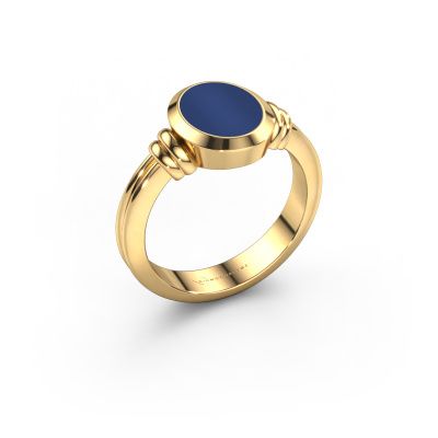 Bague pinky Jake 1 585 or jaune lapis lazuli 10x8 mm