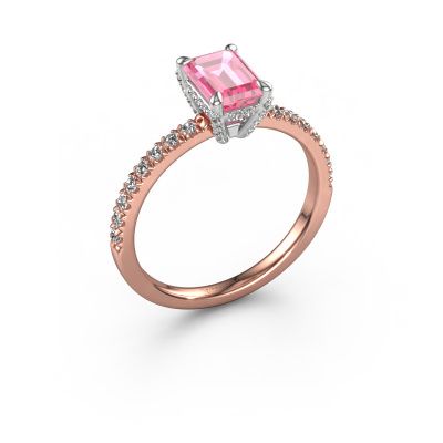 Engagement ring Saskia EME 1 585 rose gold pink sapphire 7x5 mm