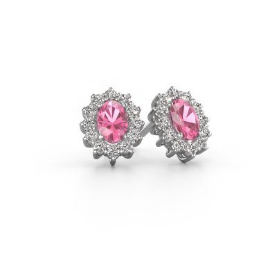 Boucles d'oreilles Margien 950 platine saphir rose 6x4 mm
