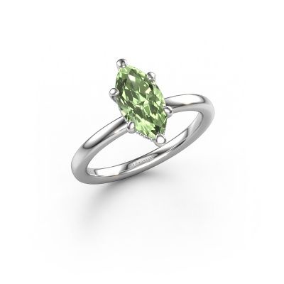 Engagement ring Simone MRQ 2 950 platinum green lab grown diamond 11x5.5 mm